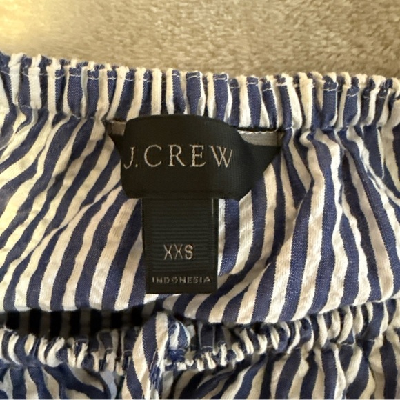 J.Crew Blue and White Striped Cotton Seersucker Ruffle Jumpsuit Size XXS - Picture 6 of 12